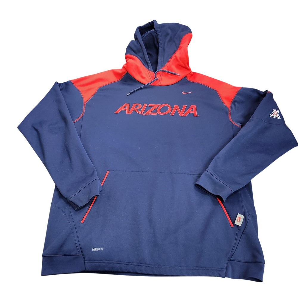 Arizona Wildcats Sweatshirt Hoodie Mens Large Blue NCAA Football Nike Therma